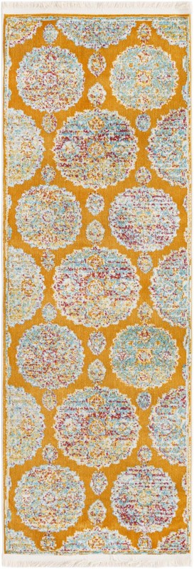 2' 2 x 6' Mather · Medallion rug, orange