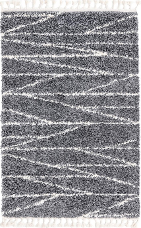 4' x 6' Edenton · Linear shag rug, gray and ivory
