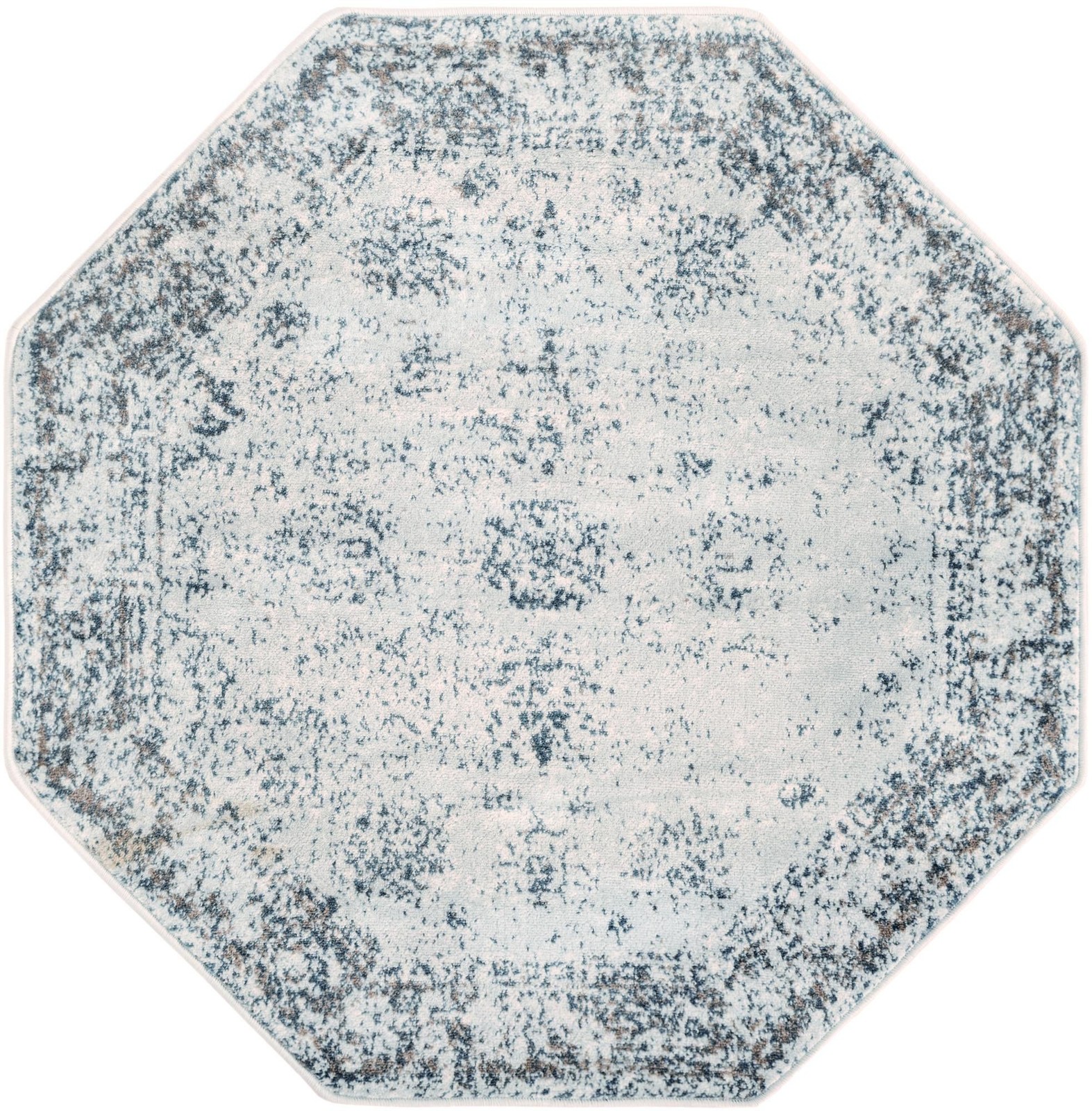 4' 1 x 4' 1 Blakemore · Distressed medallion rug, blue and ivory