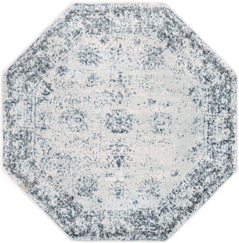 4' 1 x 4' 1 Blakemore · Distressed medallion rug, blue and ivory