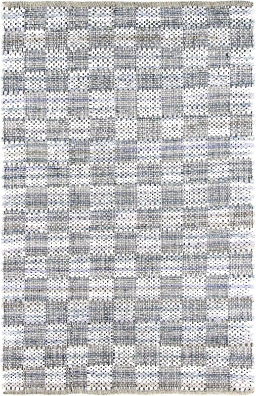 4' 1 x 6' 1 Crofton · Checkered Chindi Rug, white