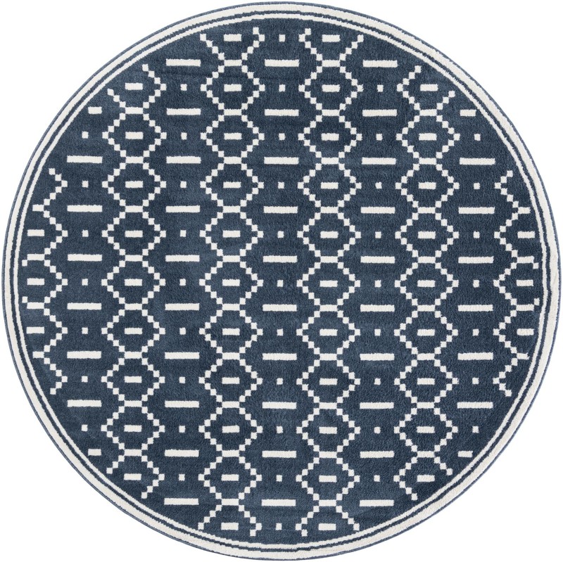 7' 10 x 7' 10 Rankin · Geometric rug, blue and ivory