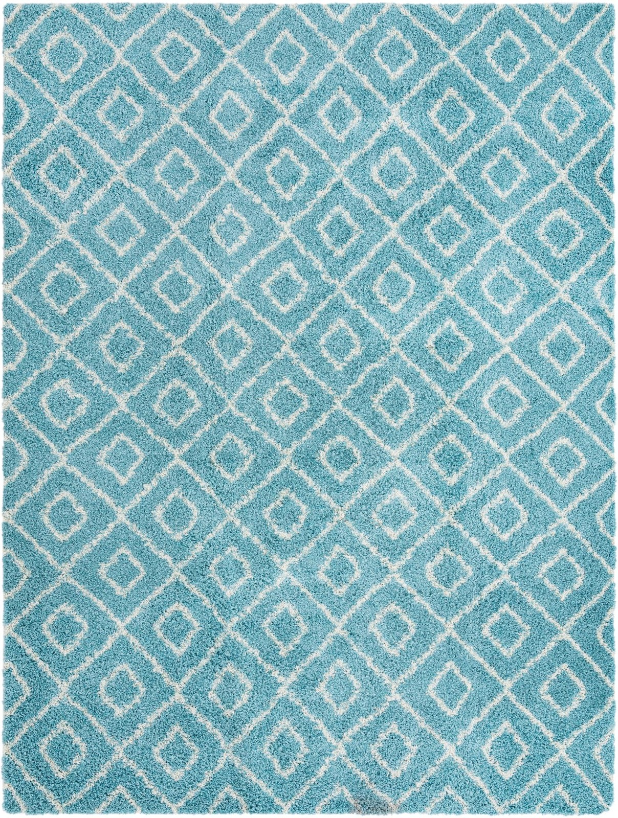 10' x 13' Brock · Diamond Shag Rug, aqua