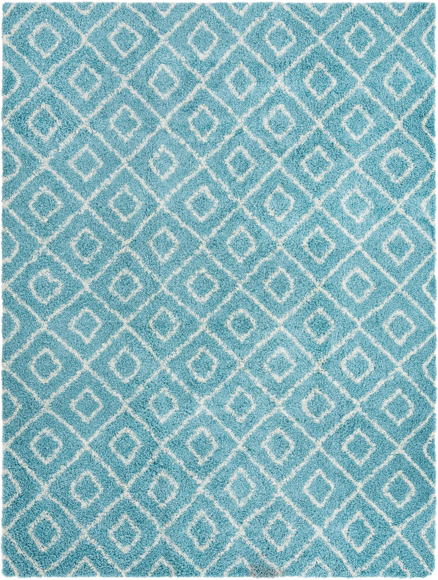 10' x 13' Brock · Diamond Shag Rug, aqua