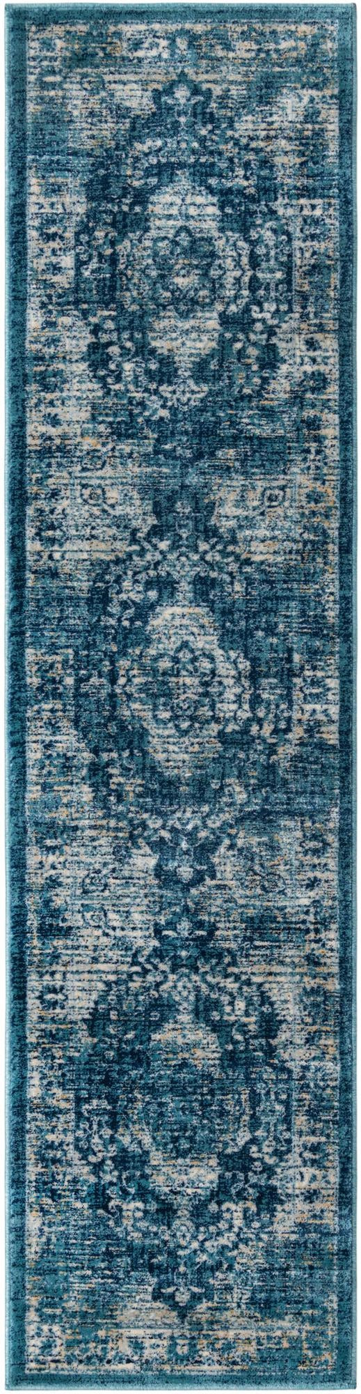 2' x 8' Fanshawe · Medallion rug, navy and beige