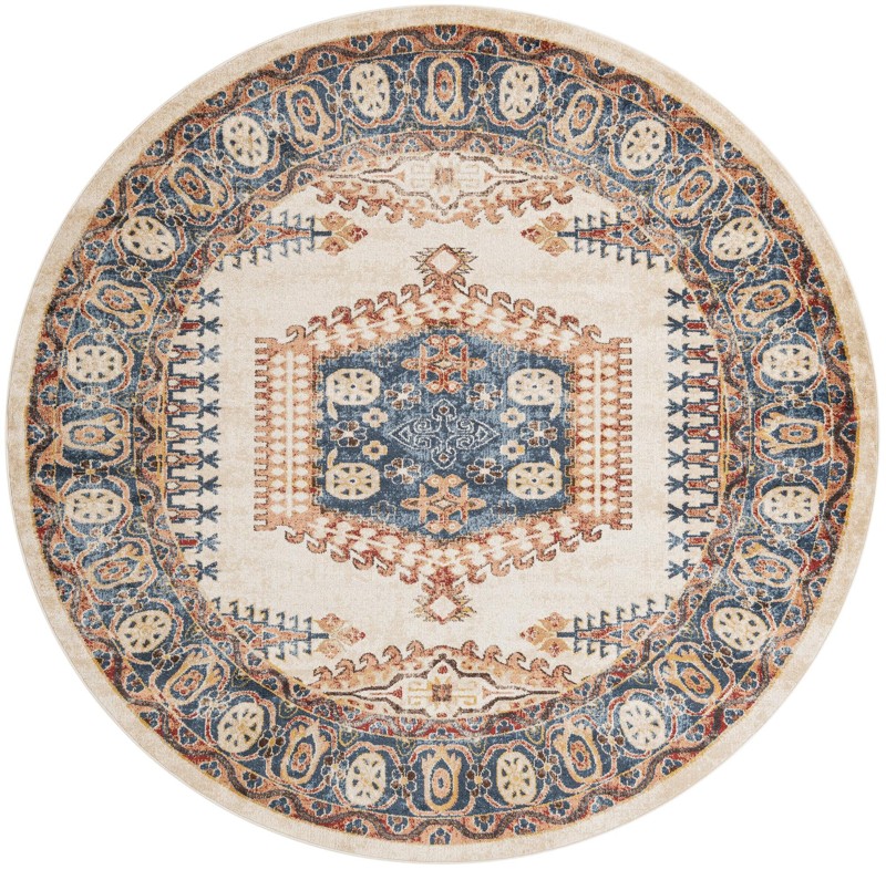 8' x 8' Briscoe · Medallion rug, cream and blue