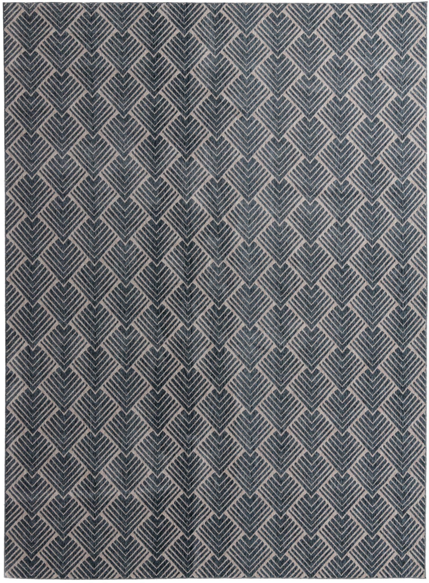 10' x 13' Riverbend · Geometric rug, harbor blue
