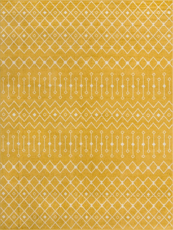 10' 8 x 14' Boswell · Geometric lattice rug, yellow and ivory