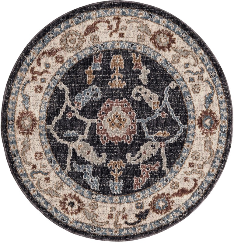 Lancey · Border rug, charcoal gray