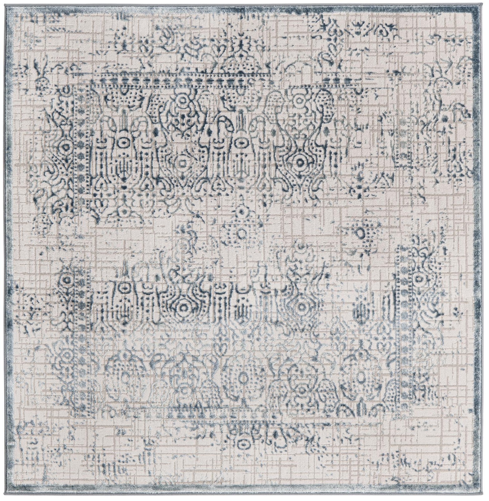 5' 3 x 5' 3 Ardmore · Distressed medallion rug, blue and ivory