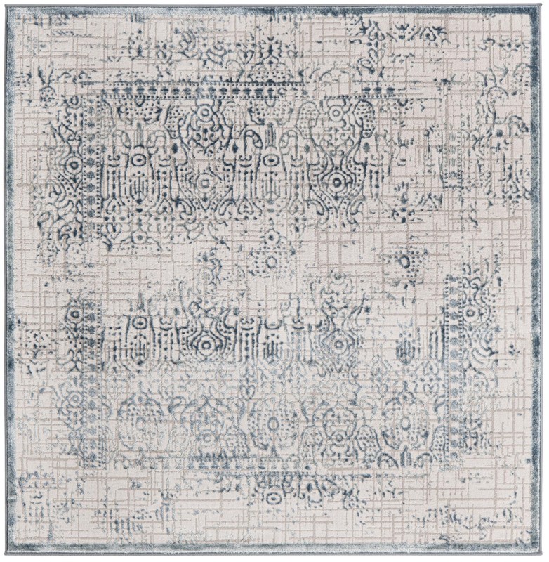 Ardmore · Distressed medallion rug, blue and ivory
