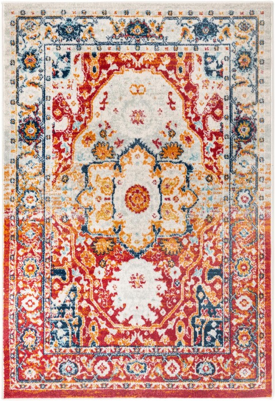 4' x 6' Pierce · Medallion rug, rust and navy