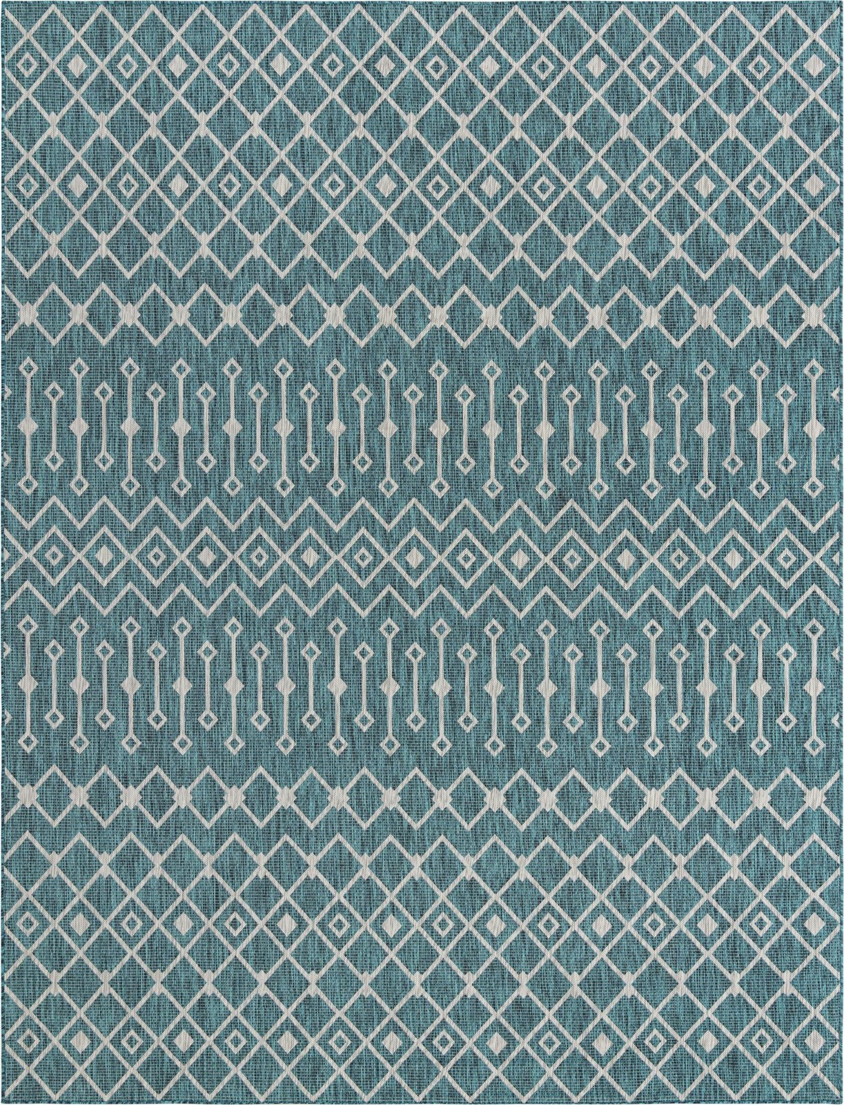 10' x 13' Kearney · Diamond Outdoor Rug, teal