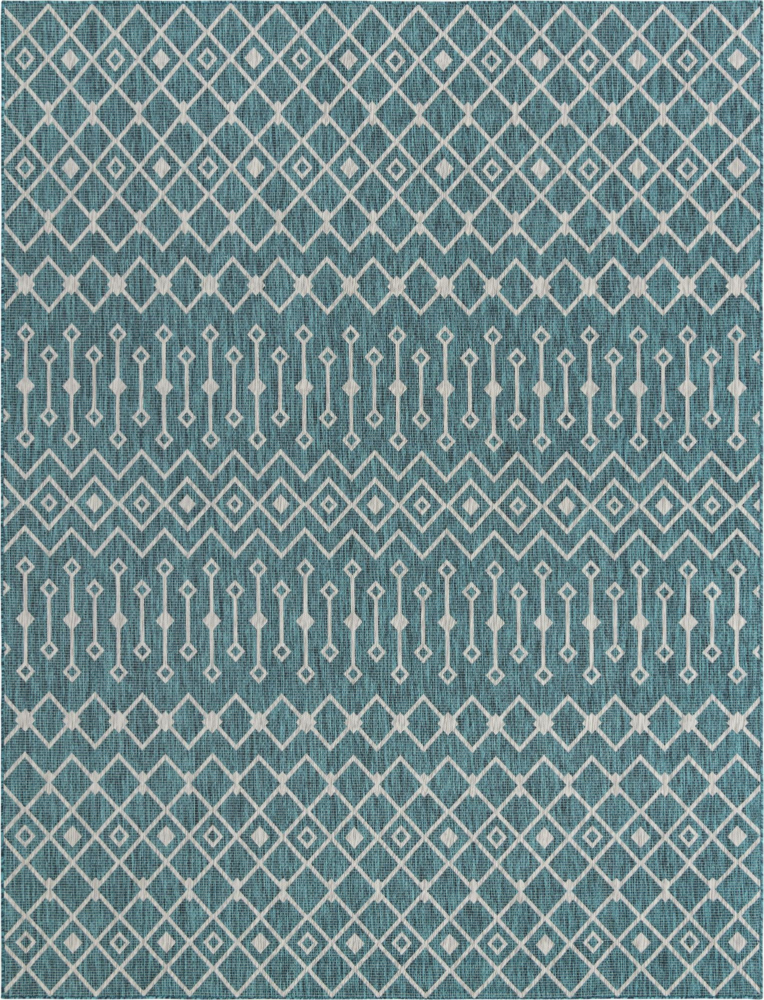 10' x 13' Kearney · Diamond Outdoor Rug, teal