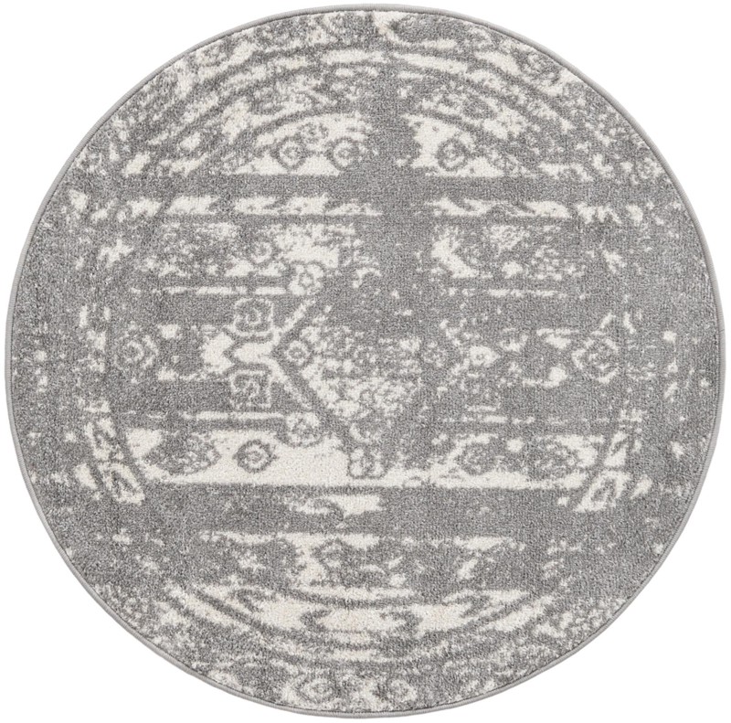 3' x 3' Underhill · Tribal stripe rug, gray and ivory