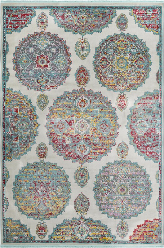 10' x 14' Mather · Medallion rug, cream and multi