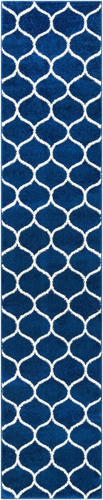 2' x 10' Ingram · Lattice rug, navy and ivory