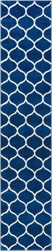 2' x 10' Ingram · Lattice rug, navy and ivory