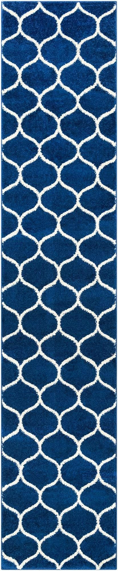 2' x 10' Ingram · Lattice rug, navy and ivory