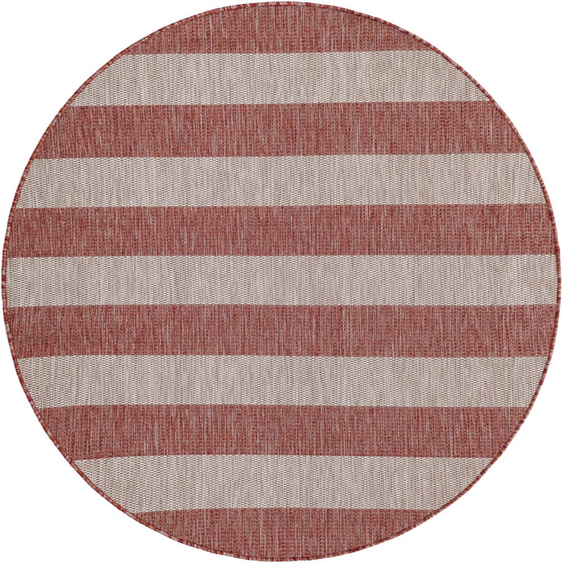 Dahlia · Striped Outdoor Rug, rustred