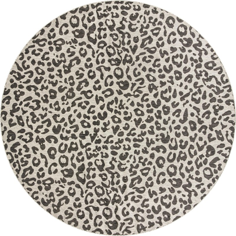Cardamom · Leopard print Outdoor Rug, gray and cream