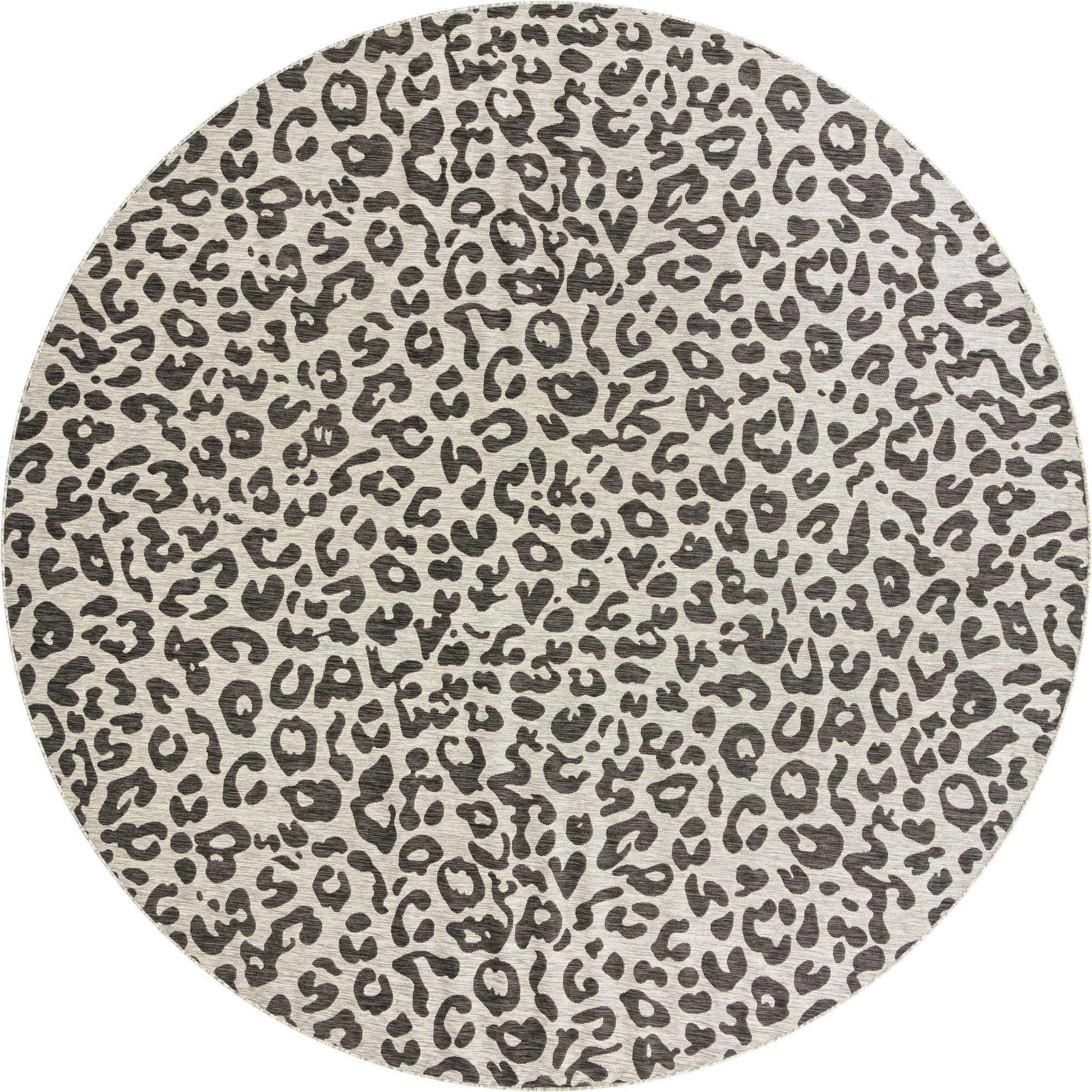 13' x 13' Cardamom · Leopard print Outdoor Rug, gray and cream