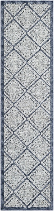 Auburn · Geometric diamond Outdoor Rug, navy and ivory
