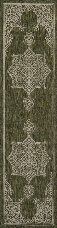 2' x 8' Rhys · Border Outdoor Rug, green