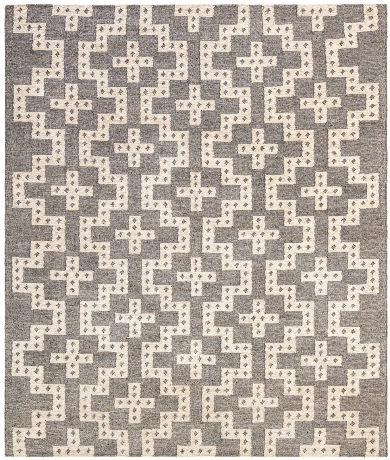 7' 10 x 10' Earley · Geometric Wool Rug, gray and white
