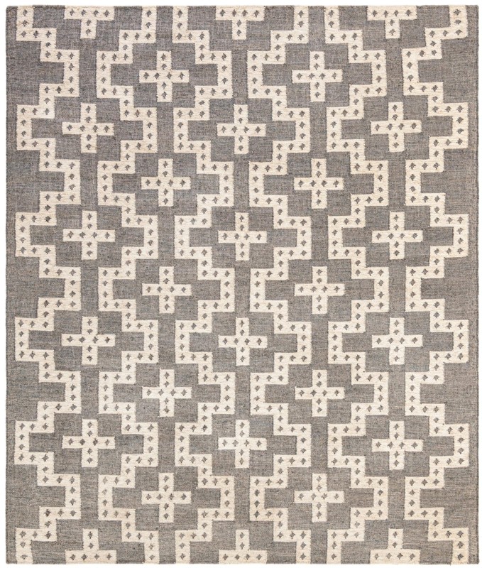 7' 10 x 10' Earley · Geometric Wool Rug, gray and white