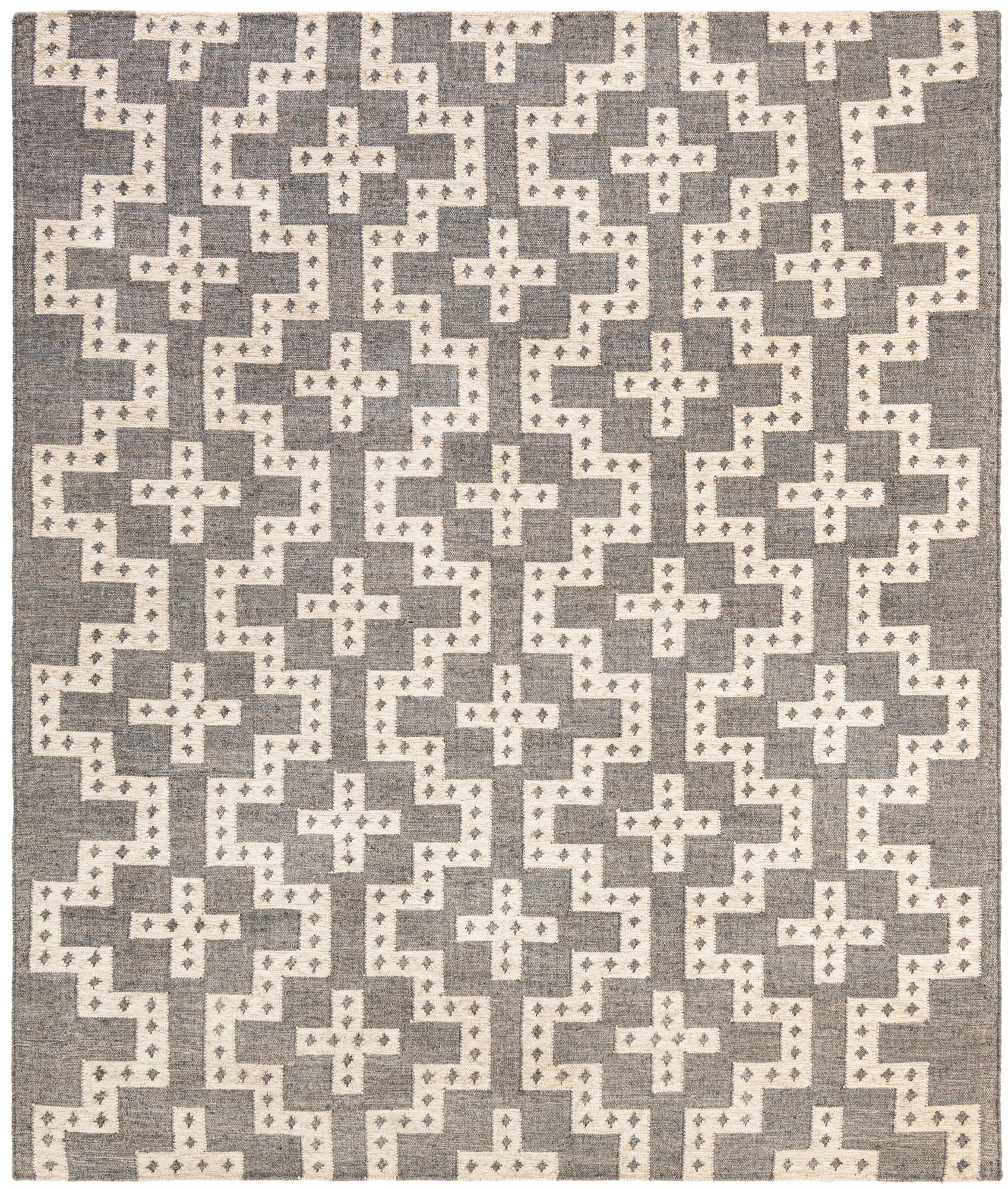 7' 10 x 10' Earley · Geometric Wool Rug, gray and white