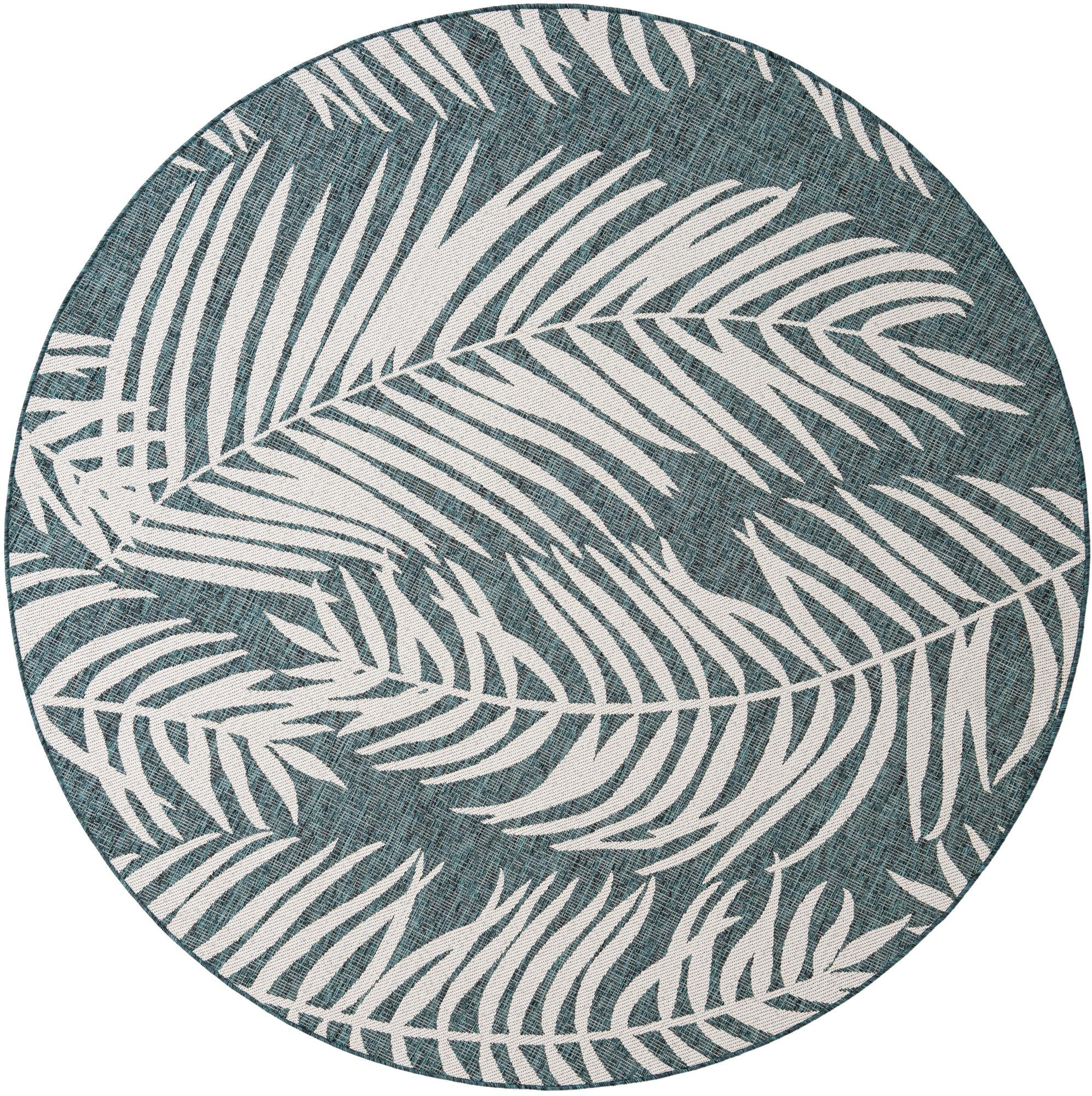 7' 10 x 7' 10 Moody · Floral / botanical Outdoor Rug, teal