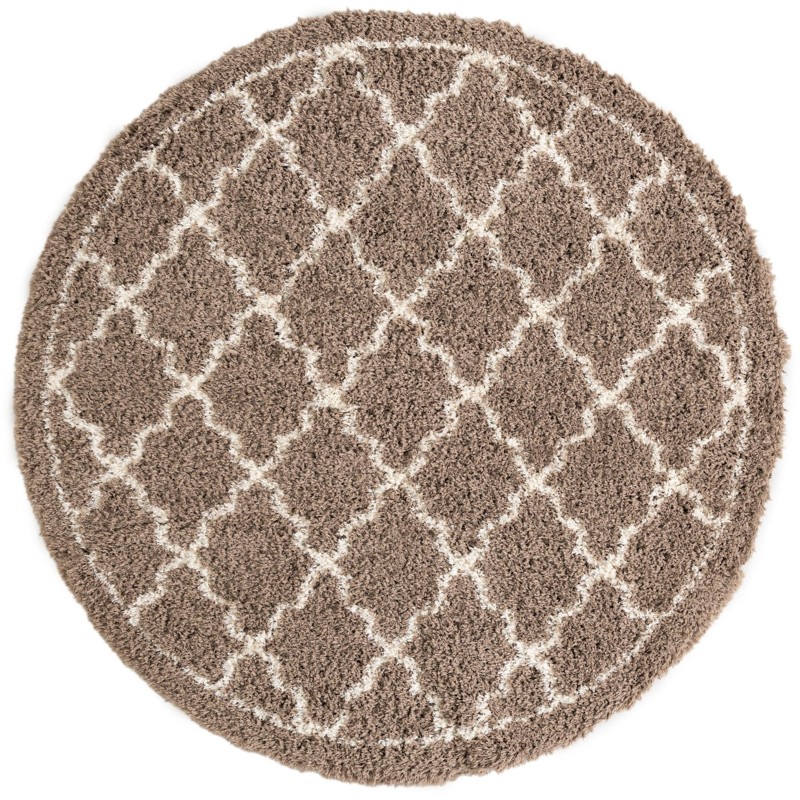 8' x 8' Kemble · Lattice shag rug, khaki and ivory