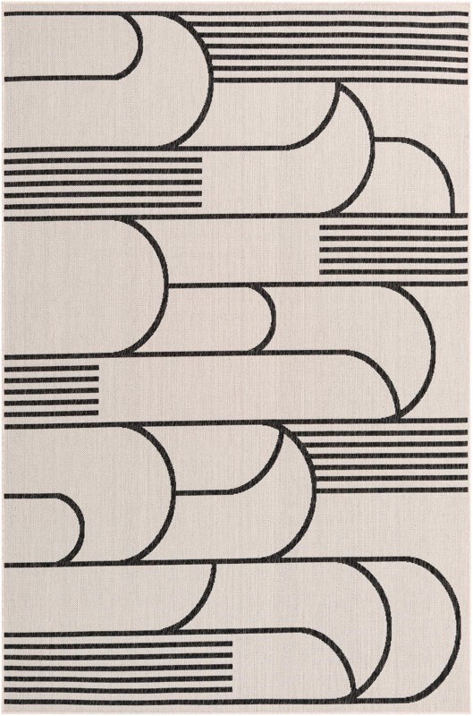 6' x 9' Prudence · Geometric Outdoor Rug, black and white