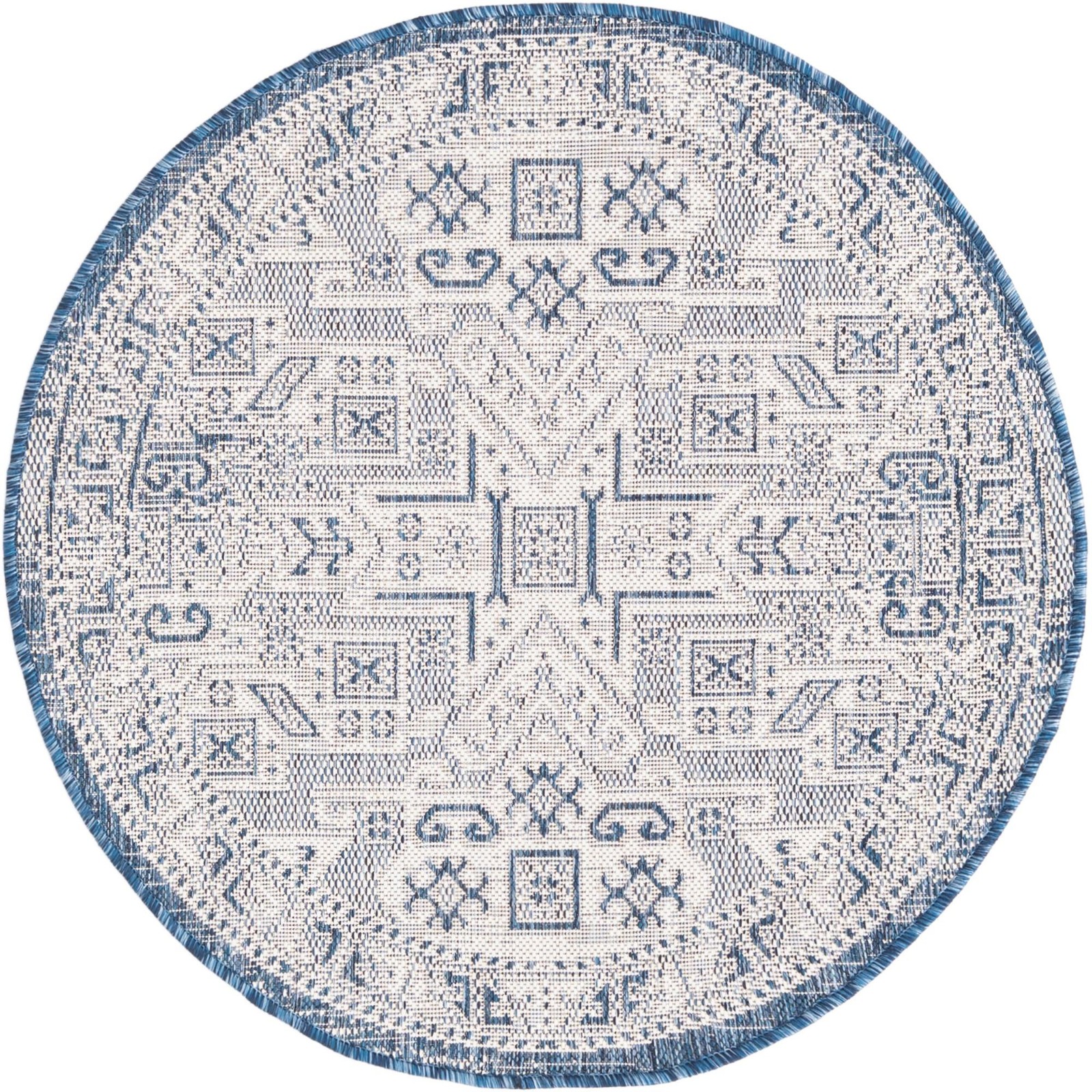 3' x 3' Estuary · Medallion Outdoor Rug, blue