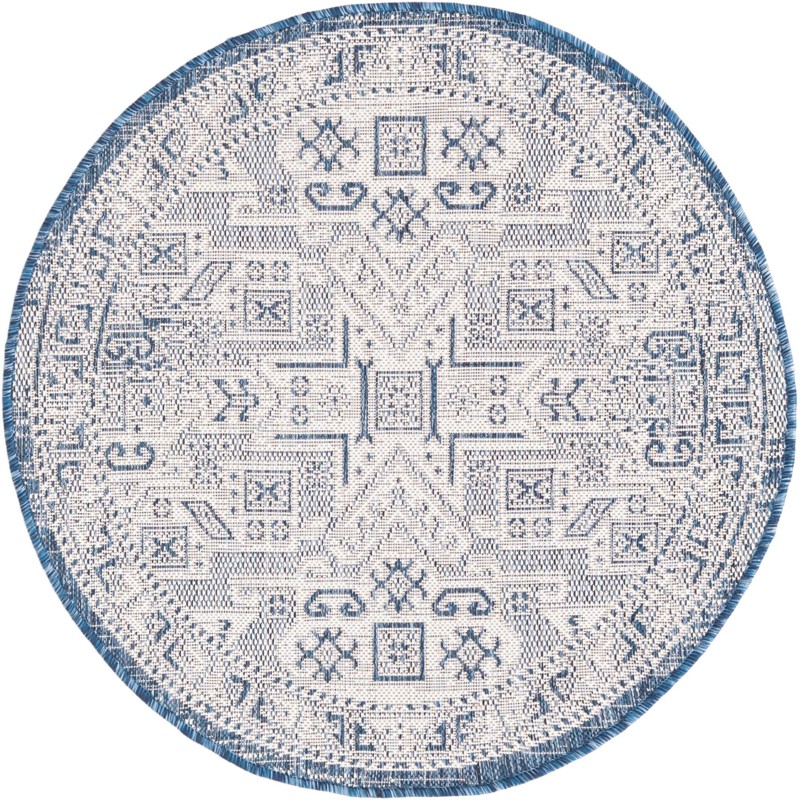 3' x 3' Estuary · Medallion Outdoor Rug, blue