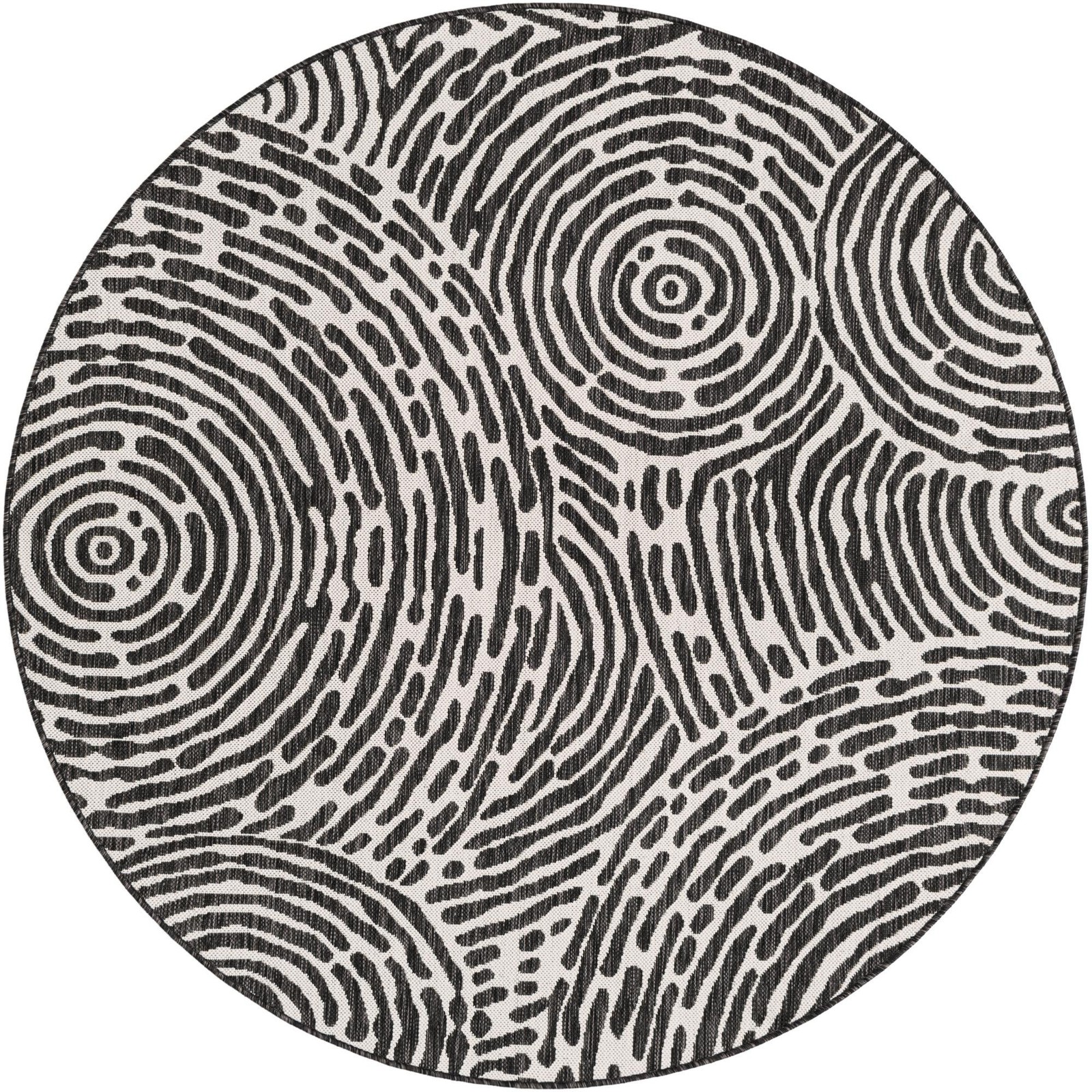 6' x 6' Grafton · Abstract Outdoor Rug, black and white