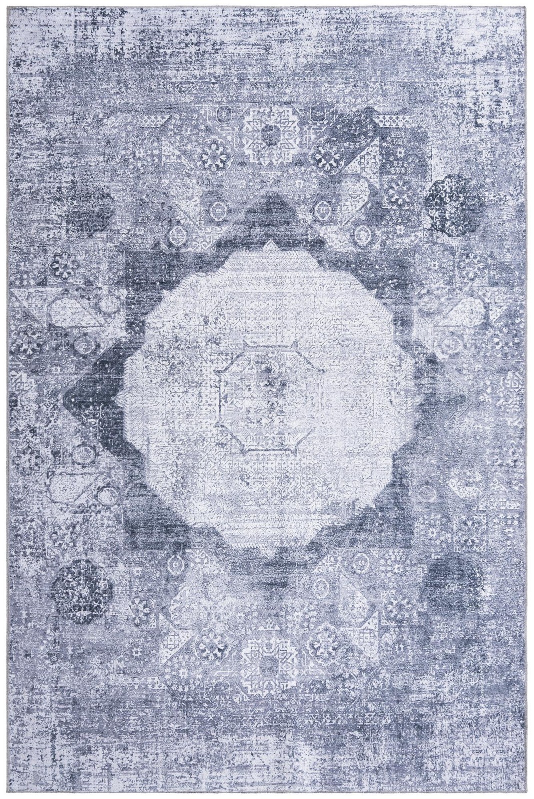 6' x 9' Fallowfield · Medallion Washable Rug, gray ivory