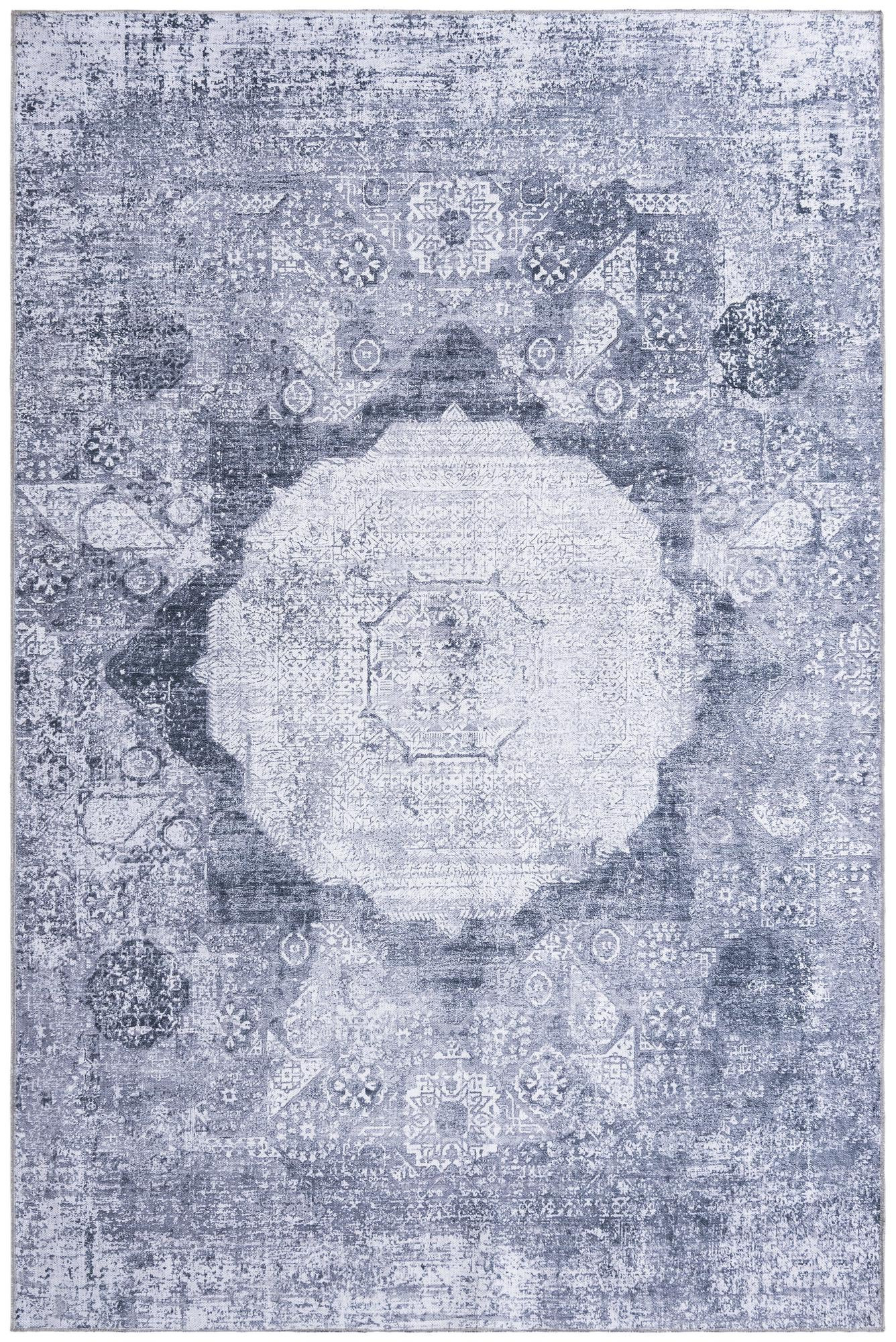6' x 9' Fallowfield · Medallion Washable Rug, gray ivory