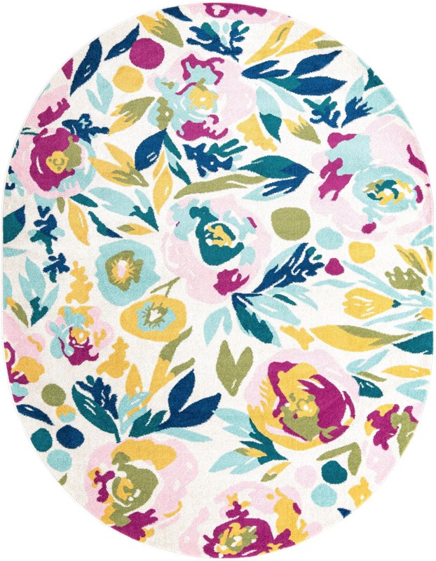 7' 10 x 10' Millicent · Floral / botanical rug, white