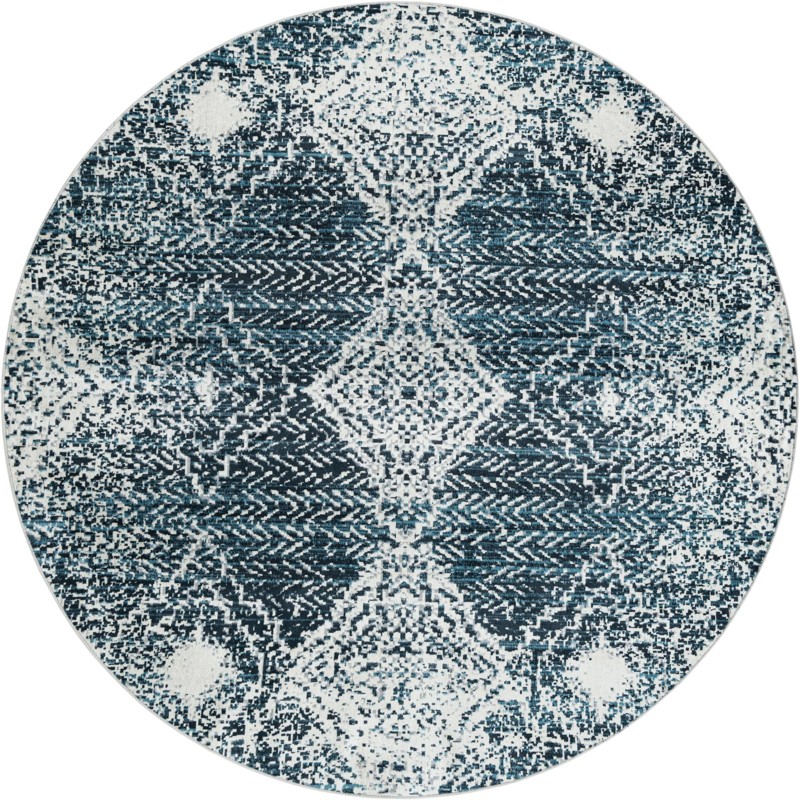 Brower · Medallion Washable Rug, navy and light blue