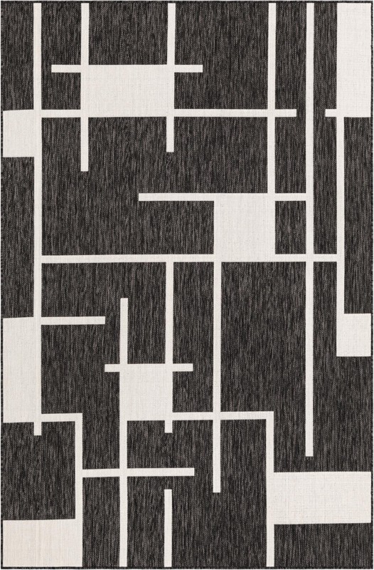 Gillespie · Abstract Outdoor Rug, black and white
