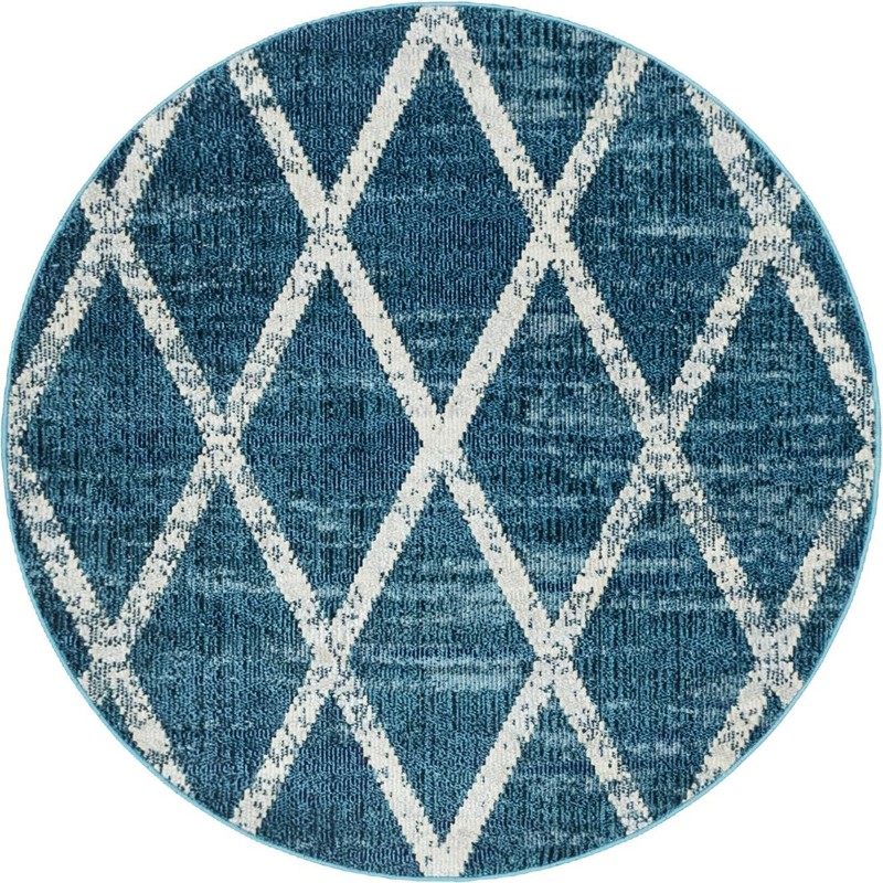4' x 4' Bromley · Diamond lattice rug, navy and ivory