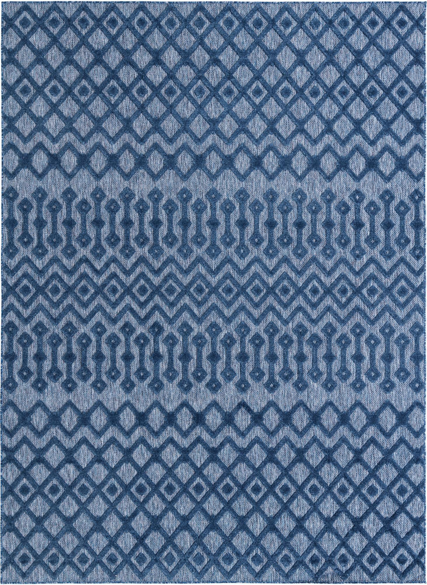 9' x 12' Creed · Chevron Outdoor Rug, navy