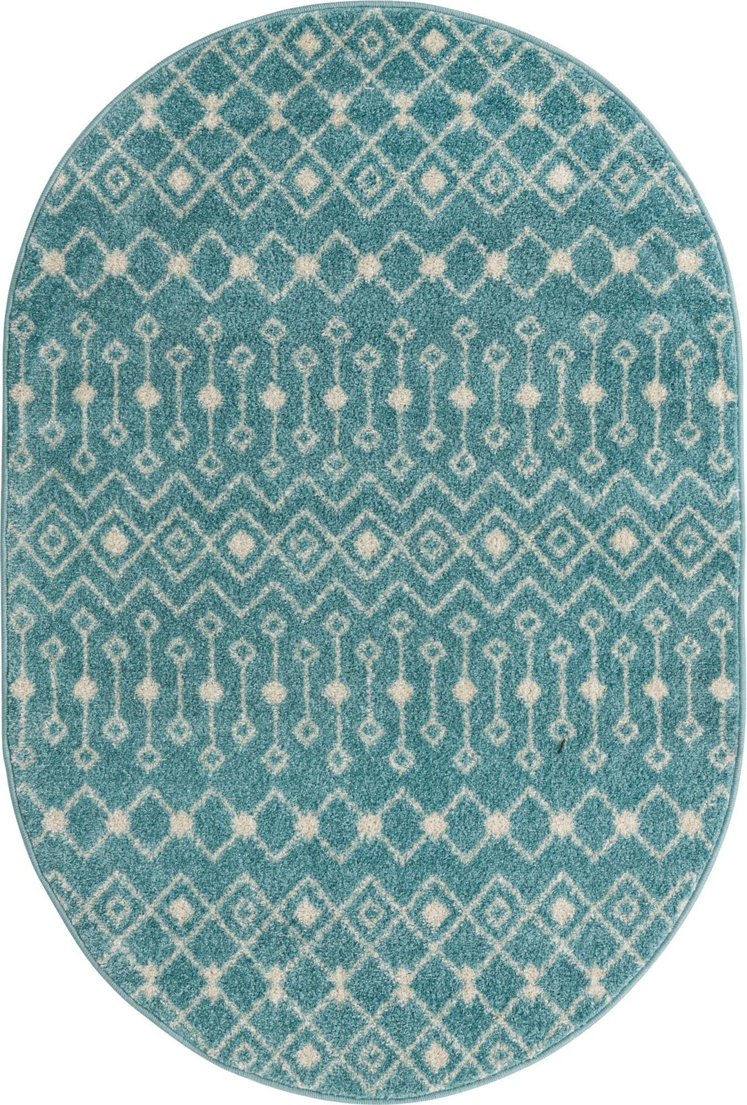 4' x 6' Boswell · Geometric trellis rug, aqua and ivory