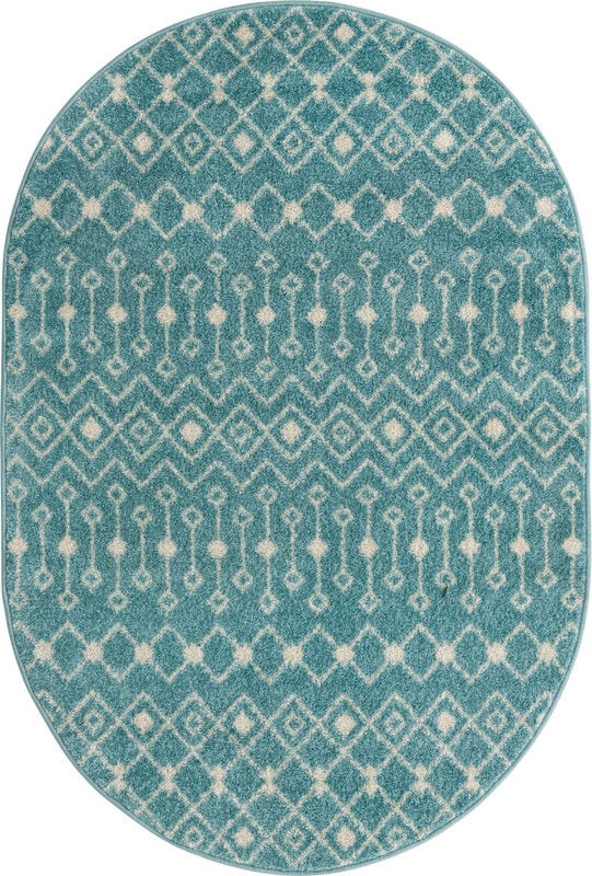4' x 6' Boswell · Geometric trellis rug, aqua and ivory