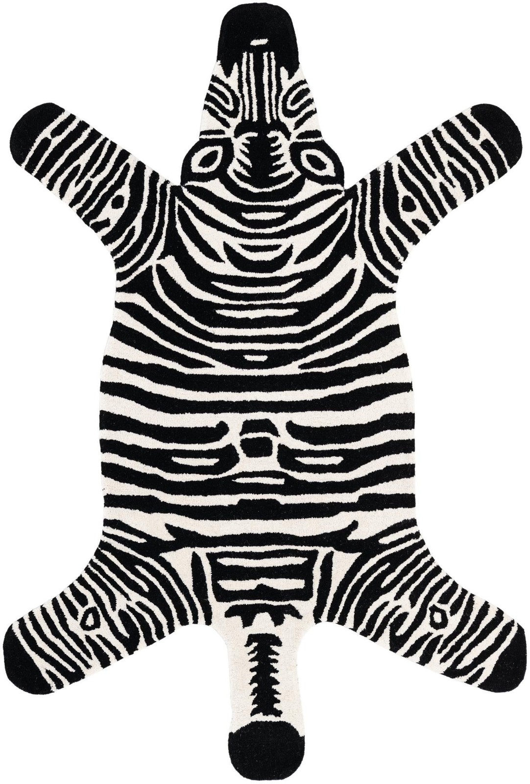 4' 1 x 6' 1 Greenleaf · Zebra Wool Rug, black and white