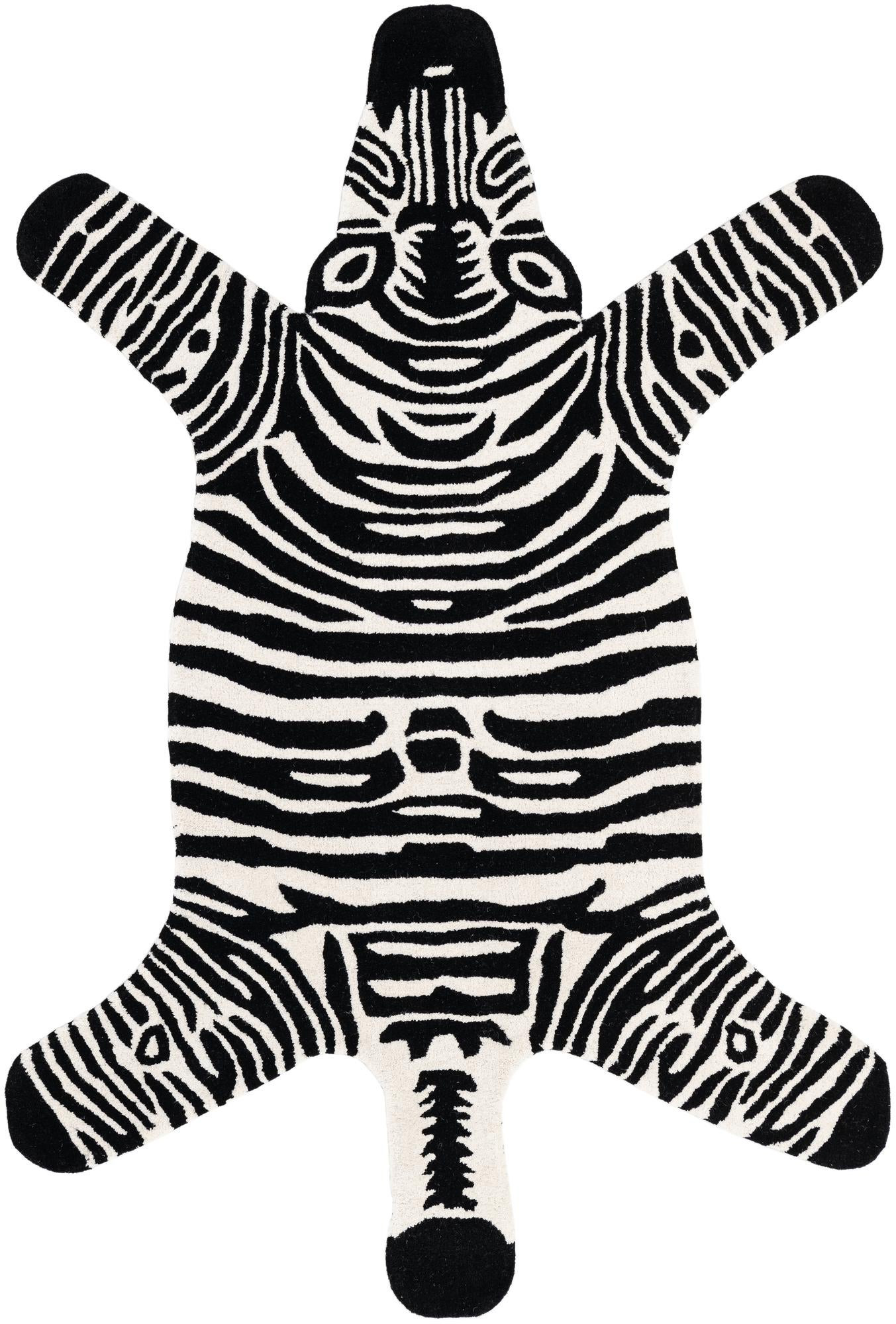 4' 1 x 6' 1 Greenleaf · Zebra Wool Rug, black and white