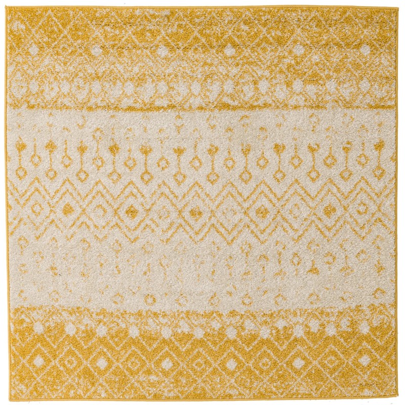 5' 3 x 5' 3 Vernon · Geometric oval rug, yellow and ivory