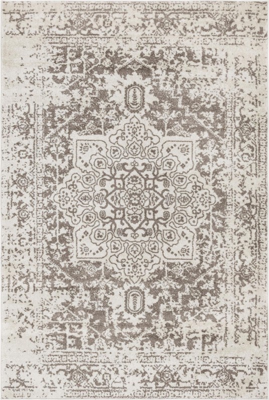 6' x 9' Birch · Border rug, white